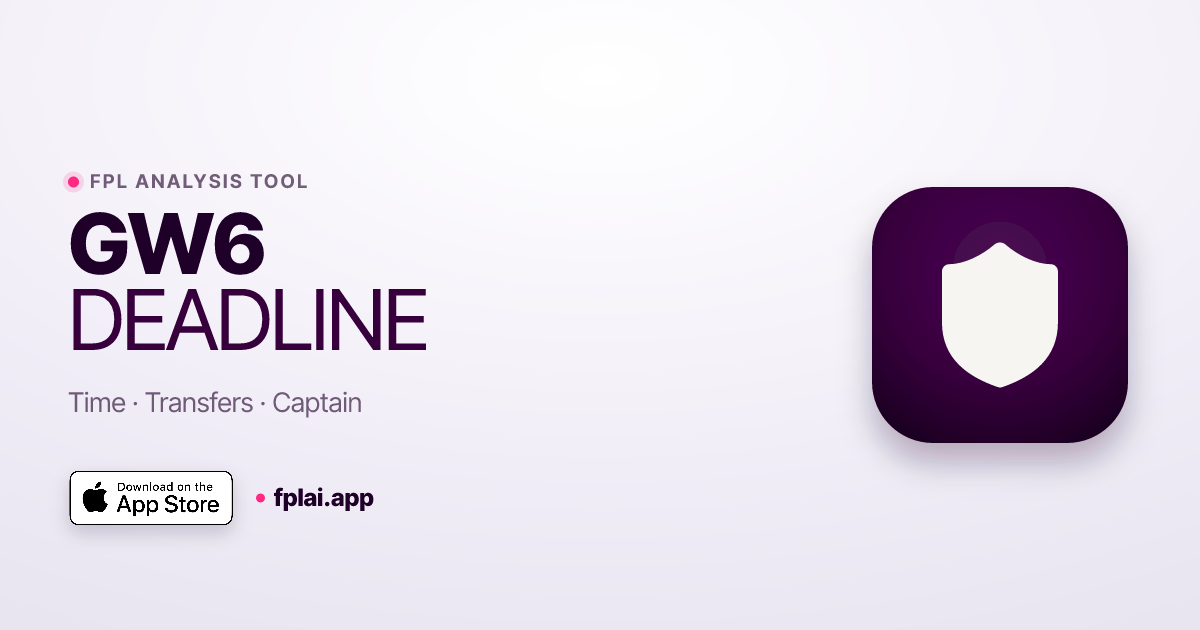 FPL Deadline GW6 2026/27 — Sat 10 Oct, 11:00 BST | FPLai